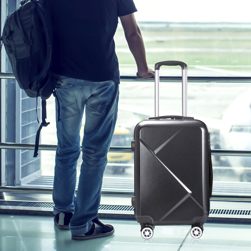 Carry-On 20" Hardside Luggage with Ergonomic Handles and Spinner Wheels, Black
