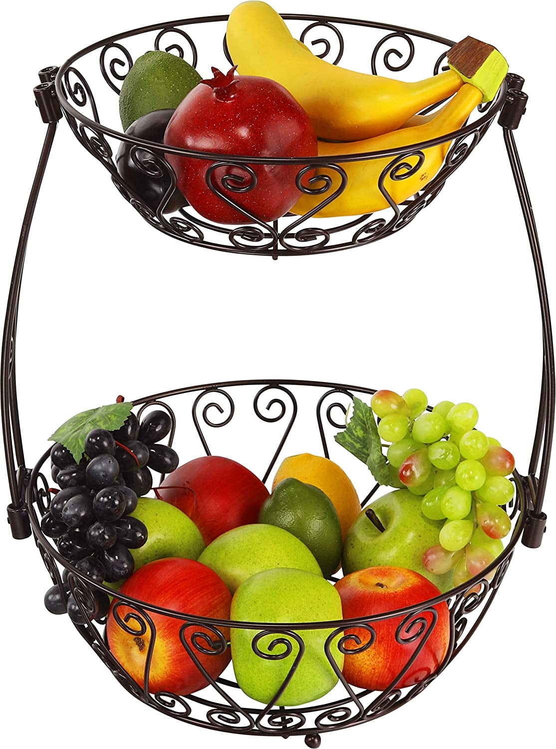 Simplehouseware 2-Tier Countertop Fruit Basket Bowl Storage, Bronze