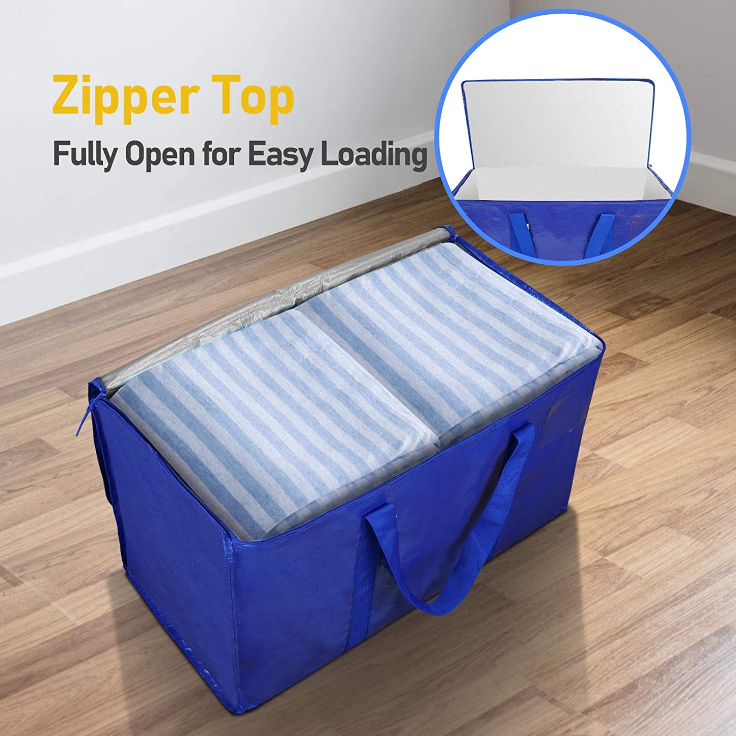 6 Pack Extra Large Moving Bags with Zippers & Carrying Handles, Heavy-Duty Storage Tote for Space Saving Moving Storage
