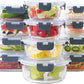 24-Piece Glass Food Storage Containers Set with Lids - Airtight Leak Proof Glass Meal Prep Containers, BPA Free Bento Lunch Boxes, Freezer/Oven/Dishwasher Safe(12 Lids & 12 Containers)