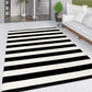 Black and White Indoor Outdoor Rug, 5’X8’ Cotton Striped Patios Area Rug Soft Woven Washable Farmhouse Durable Carpet Mat for Clearance Bedroom Living Room Balcony Playroom Decor