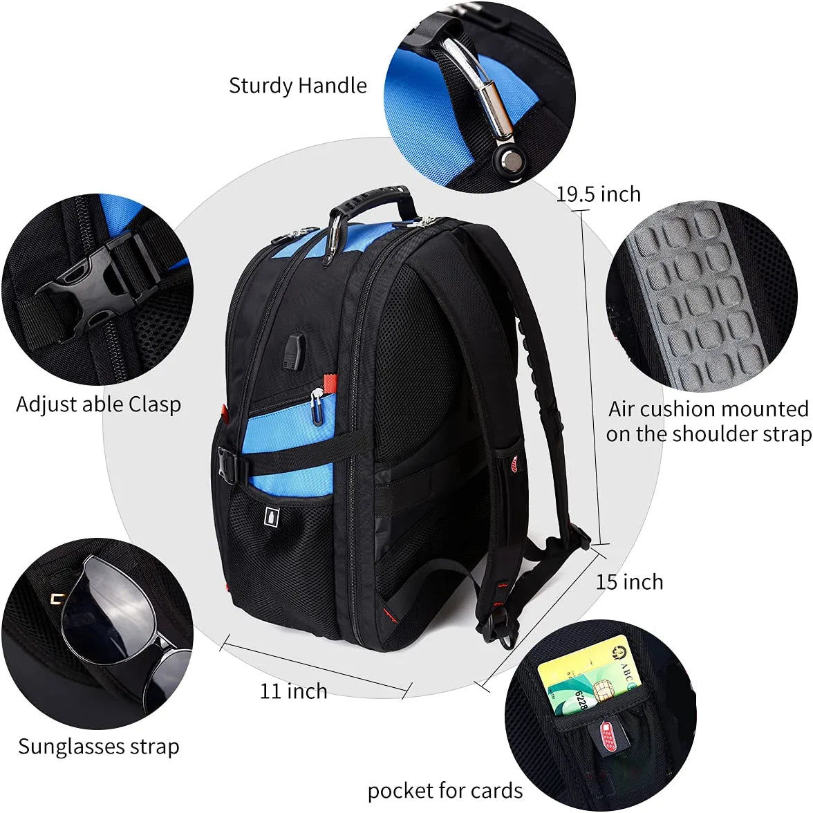 Extra Large 52L Travel Laptop Backpack with USB Charging Port Fit 17 Inch Laptops for Men Women