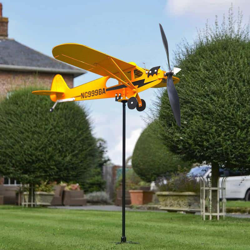 Piper J3 Cub Airplane Weathervane, Metal Weather Vane Decoration Gifts, for Any Garden Pergola Deck Gazebos or Yard, for Flight Lovers