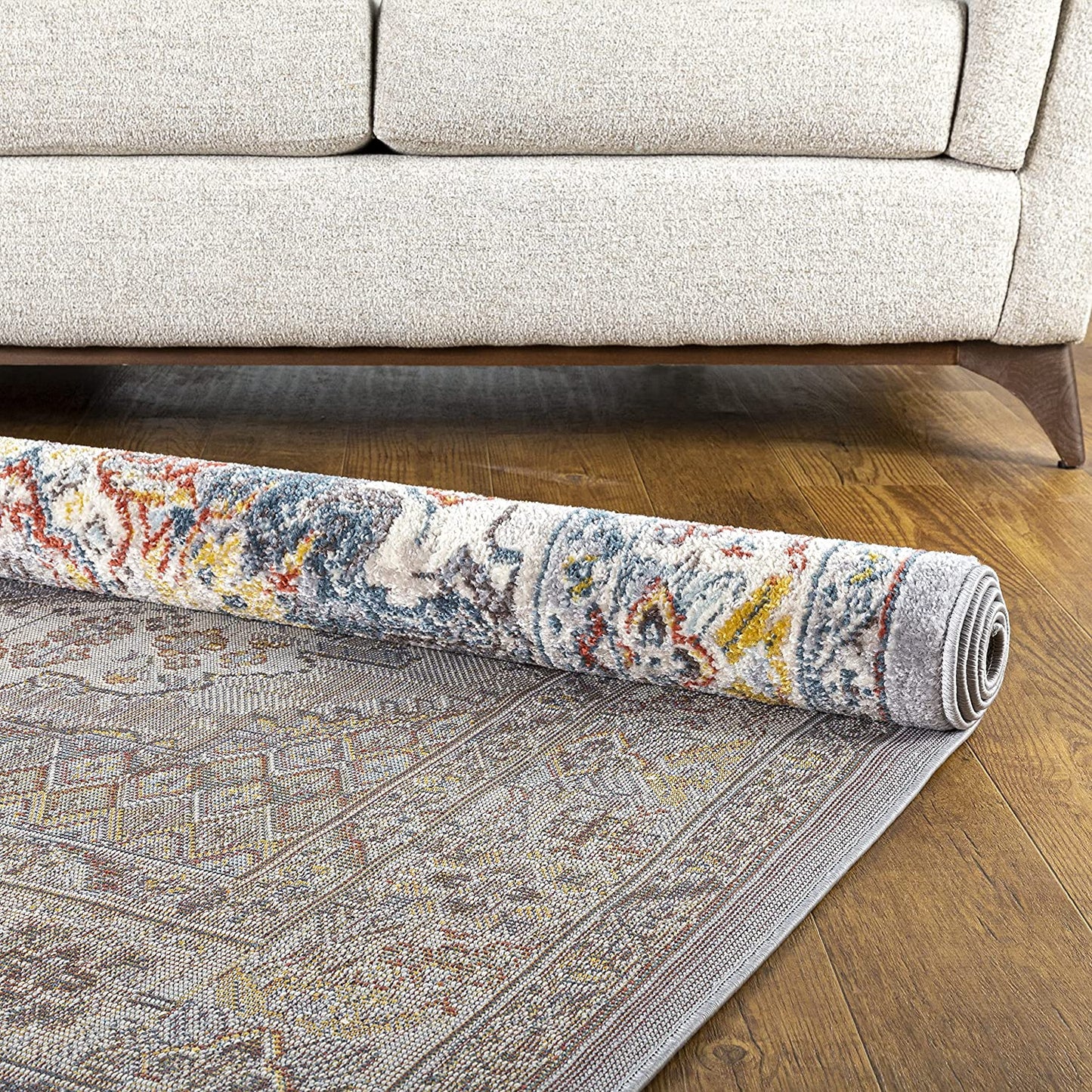 Anja Oriental Medallion Area Rug,5'2" X 7',Grey