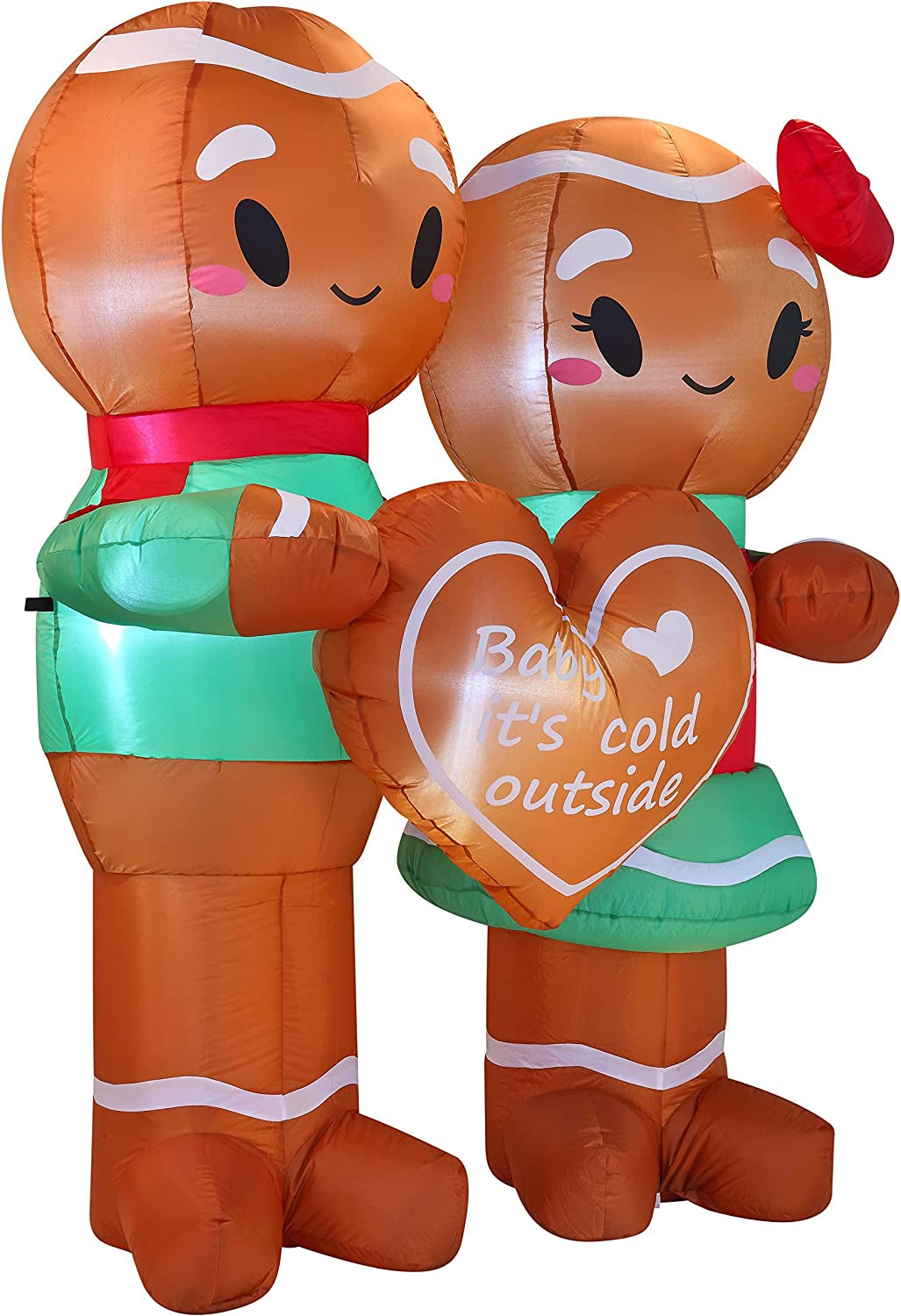 Christmas Inflatables Outdoor Decorations, 6 FT Inflatable Gingerman Couple with Build-In Blow up Inflatables for Christmas Party Indoor, Outdoor, Yard, Garden, Lawn Winter Decorations