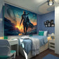 Tapestry Banner Star Wars Mandalorian Yoda Blue Death Star Wall Posters Wall Hanging Decoration for Bedroom Dorm Cool-For Party Art Wall Tapestry (Mandalorian Yoda, 39''X 59'')