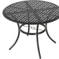 42.1" Outdoor round Cast Wrought Iron Patio Metal Dining Table with Umbrella Hole, Steel Frame for Backyard Lawn Balcony Deck, Black