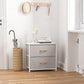 Dresser Nightstand, beside Table for Bedroom, Small Kids Bedroom Fabric Tall Dresser 2 Drawer Storage Tower Organizer Unit for Hallway Entryway Closets, Steel Frame Wood Top, Light Grey