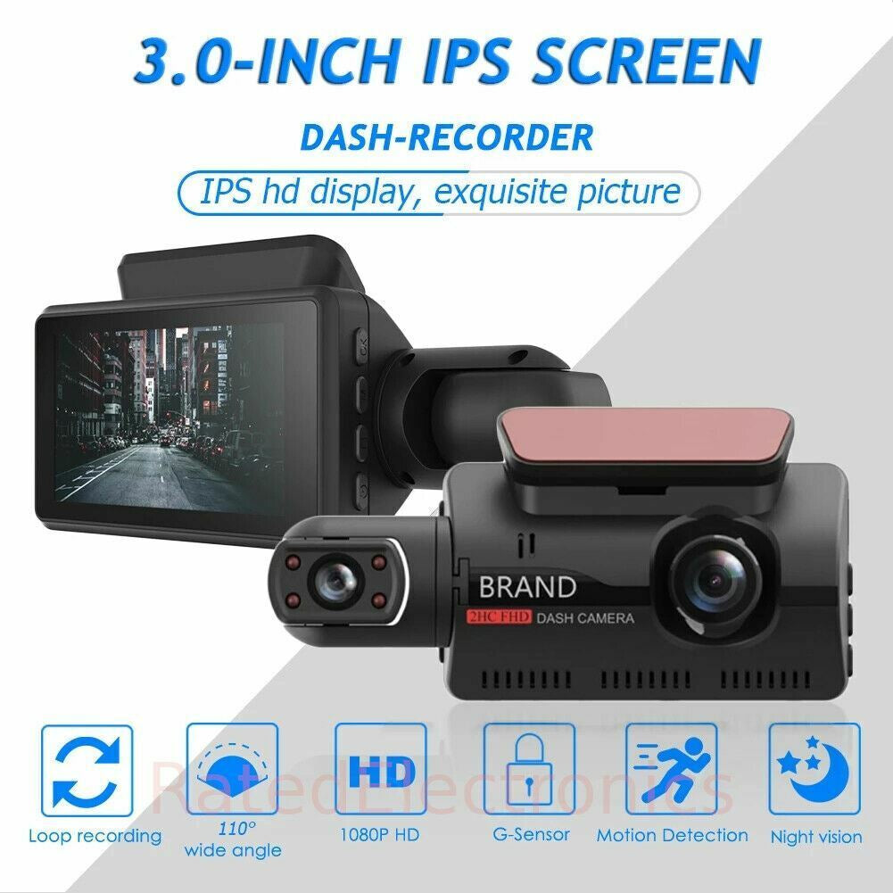 HD 1080P Dual Lens Dash Cam Car DVR Front & inside Camera Video Night Vision USA