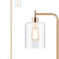 Gold Tall LED Floor Lamp Included Bulb, Modern Standing Lamp with Hanging Glass Shade, Farmhouse Indoor Simple Floor Lamp, Industrial Pole Light for Living Room, Bedroom, Office, Home Decor