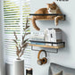 Floating Shelves, Bathroom Shelf with Towel Bar, Wall Shelves for Bathroom/Living Room/Kitchen/Bedroom, Light Brown Shelves Set of 2 - AMFS01