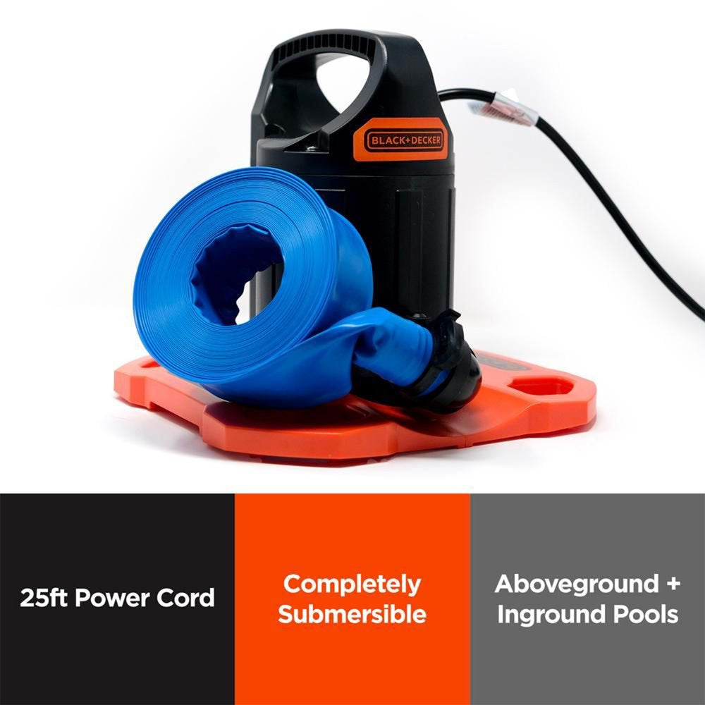 1500 GPH Submersible Automatic Pool Cover Pump W/ Filter