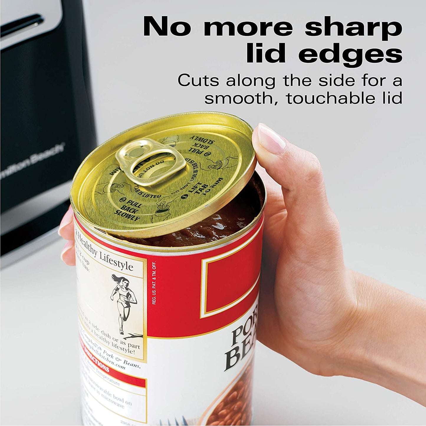 (76606ZA) Smooth Touch Electric Automatic Can Opener with Easy Push down Lever, Opens All Standard-Size and Pop-Top Cans, Extra Tall, Black and Chrome
