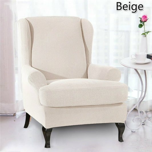 2-Piece Stretch Jacquard Spandex Fabric Wing Back Wingback Armchair Chair Slipcovers (Wing Chair)