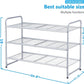 3-Tier Stackable Shoe Rack, Expandable & Adjustable Shoe Shelf Storage Organizer, Wire Grid, Silver