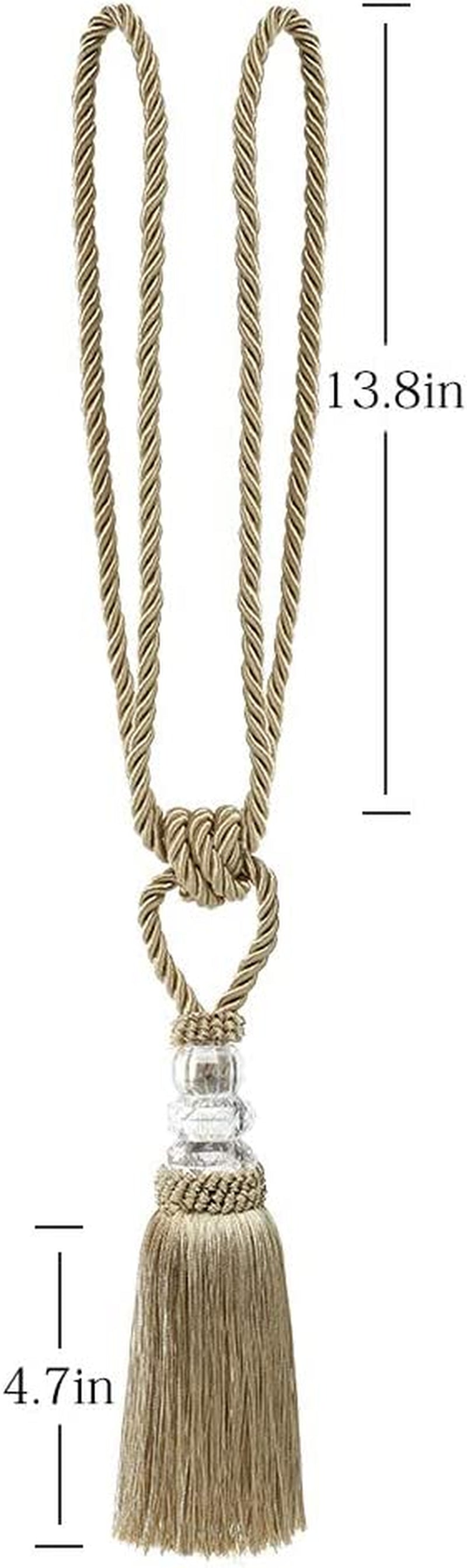 4 Pack Curtain Hand-Woven Tiebacks Crystal Holdbacks Home Decorative Tassels (Golden, 4 Pack)