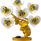 Blue Evil Eye Money Tree with Painted Golden Elephant Figurine White Artificial Flowers Home Office Protection Decoration Feng Shui Ornament
