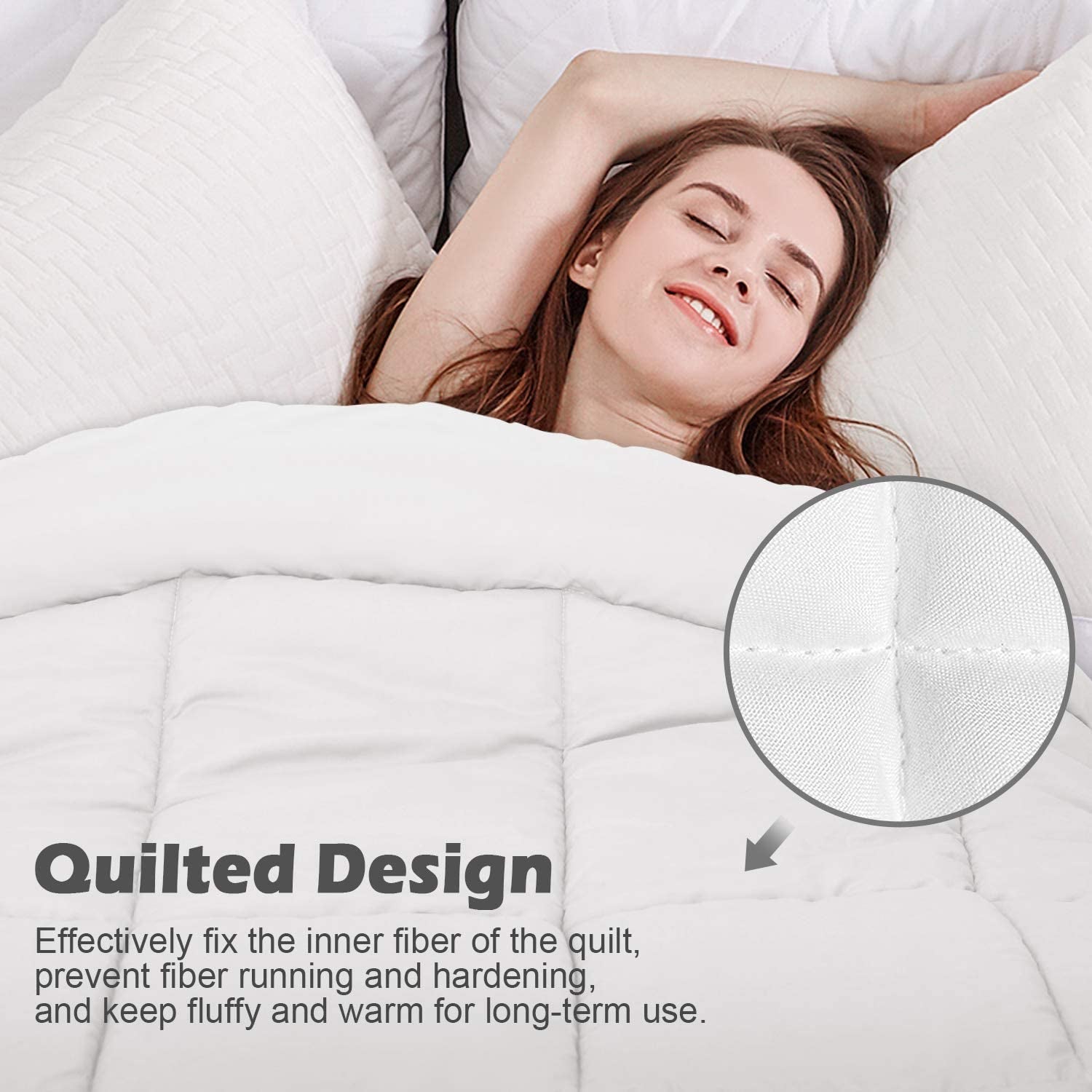 Comforter Duvet Insert Queen Size,Plush White Comforter down Alternative Quilted Stand Alone Bedding Comforter Box Stitched, Machine Washable