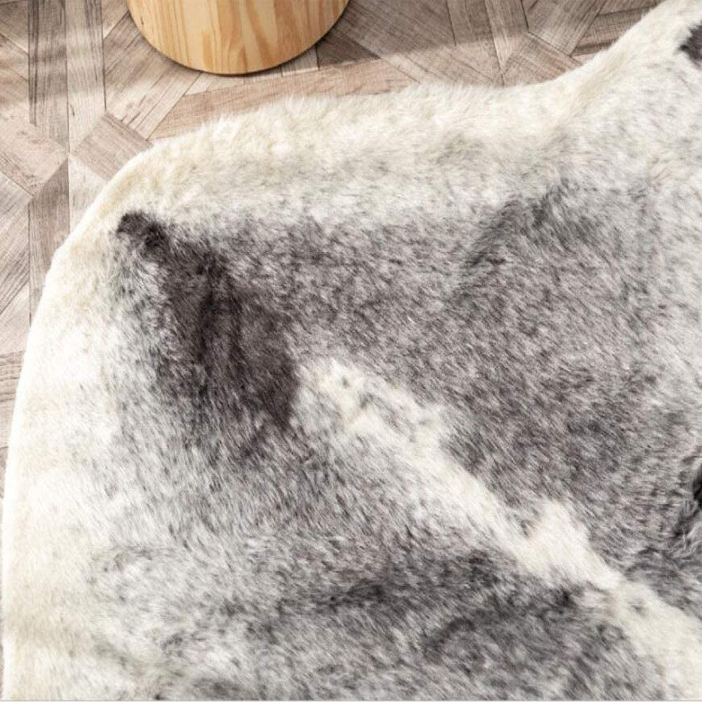 Faux Cowhide Area Rug, 41.3X31.5In Faux Cow Skin Fur Animal Print Rugs for Home Office Living Room,Bedroom (Small-Grey+Beige,105 X 80Cm)