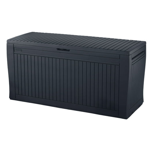Keter Comfy Outdoor Storage 71 Gallon Resin Deck Box, Anthracite Gray