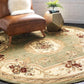 Versailles Collection Traditional Classic Green round Rug (6' X 6')