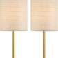 PORTRES 18.75'' Traditonal Accent Table Lamp Set of 2 for Bedroom Desk Lamps for Living Room Kids Room Study Room Office Rustic Decor Nightstand Rice Paper Lamps (Gold)