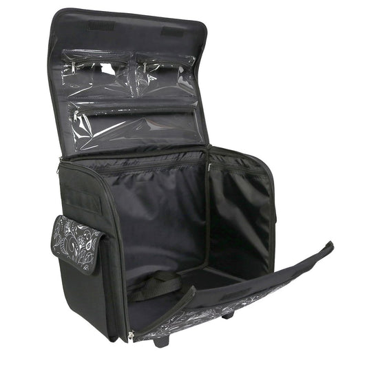 Rolling Sewing Machine Tote, Black & White