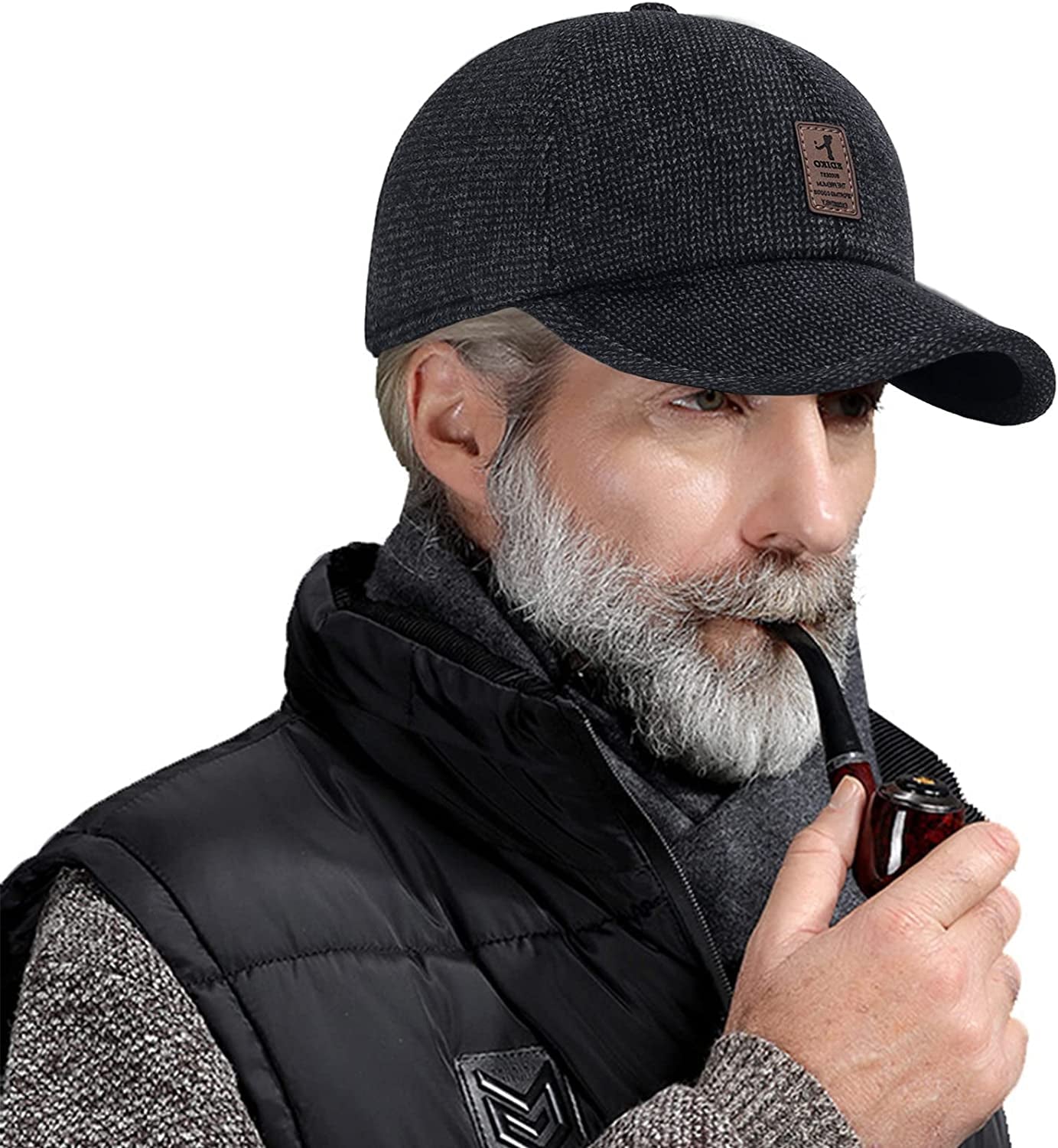 Winter for Men Outdoor Hat, Adjustable Warm Sport Golf Baseball Cap Hats Dad Caps Earflaps Thicken 55-60CM