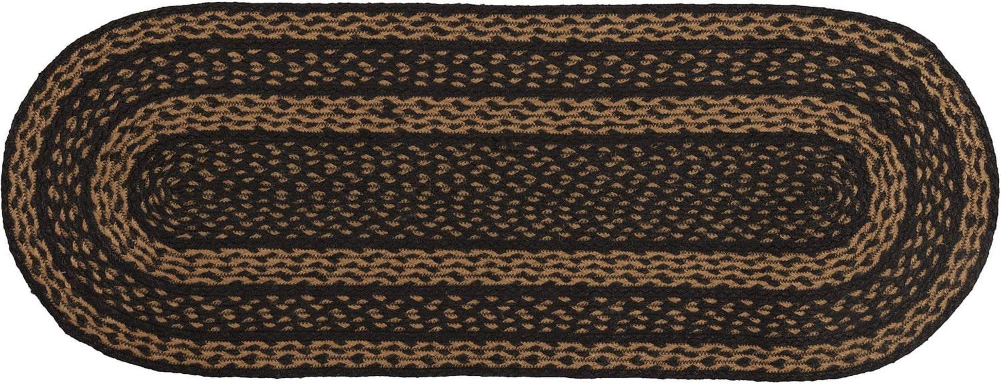 VHC Brands Farmhouse Jute Runner 13X36 Country Braided Kitchen Tabletop Design, Country Black and Tan
