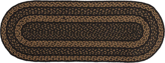 VHC Brands Farmhouse Jute Runner 13X36 Country Braided Kitchen Tabletop Design, Country Black and Tan