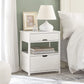 FRG258-W, White Nightstand with 2 Drawers, Bedside Table, End Table, Side Table, Lamp Table
