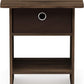 Dario End Table / Side Table / Night Stand / Bedside Table with Bin Drawer, 1-Pack, Columbia Walnut/Dark Brown