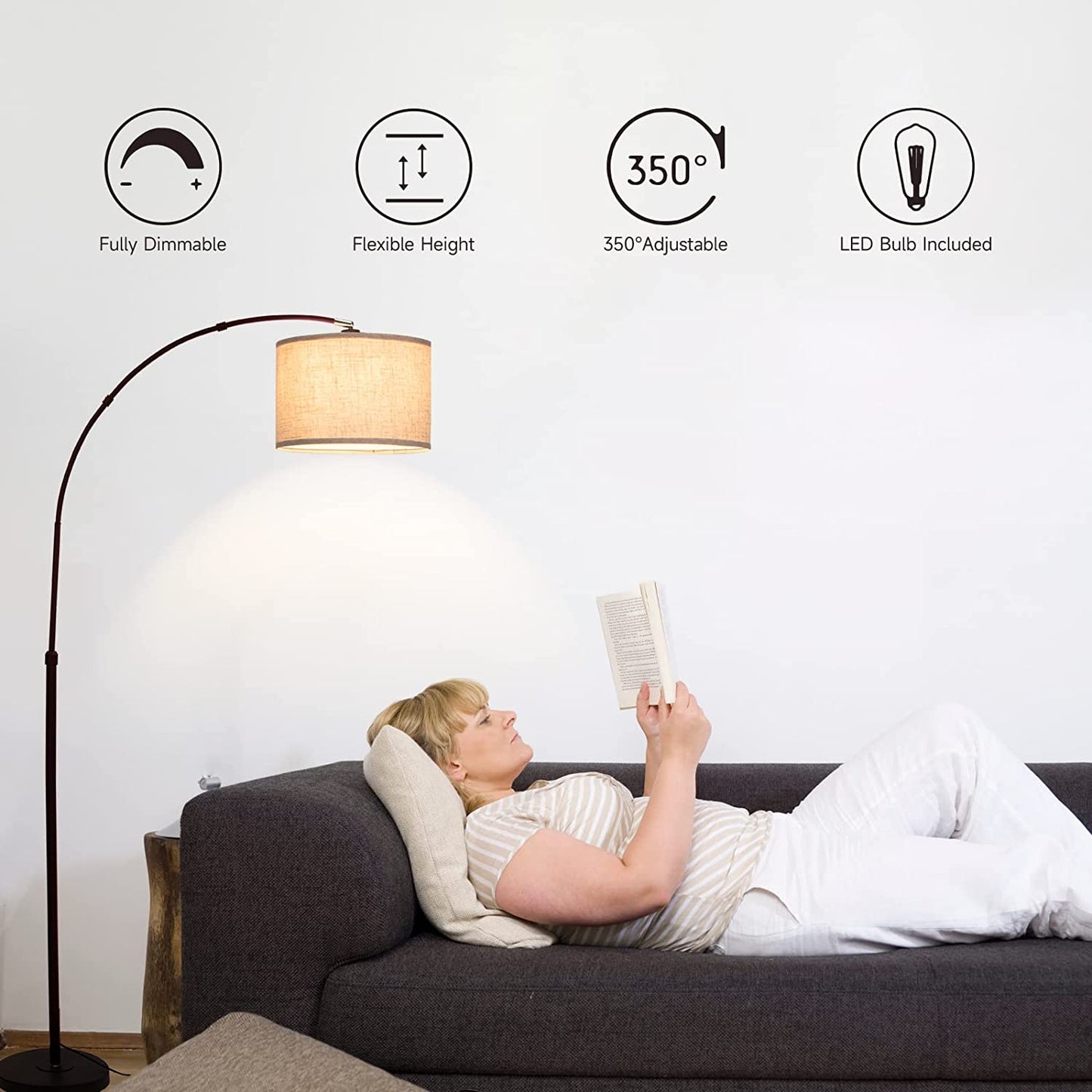 Arc Floor Lamp Fully Dimmable Modern