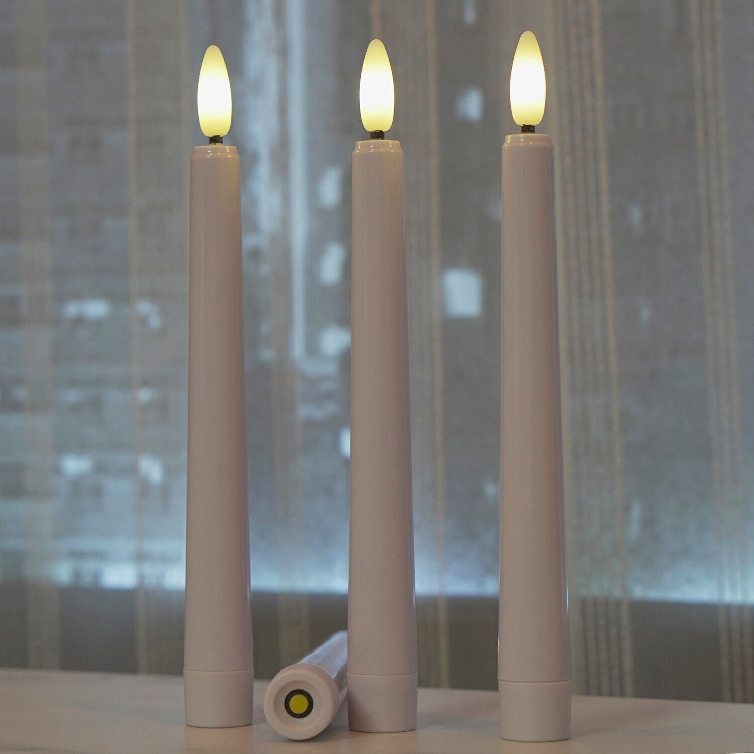 Flameless Flickering Battery Operated Taper Candles Realistic with Timer Remote