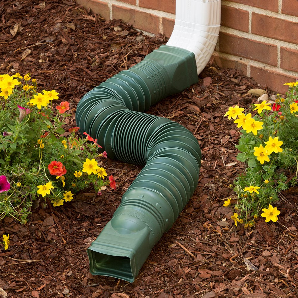 Flex-A-Spout Downspout Extension, Green Gutter Accessories