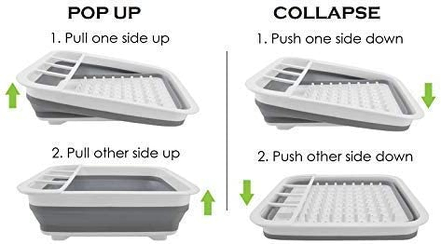 Collapsible Dish Drying Rack RV Accessories Camper Accessories for inside Kitchen Collapsible Drying Dish Storage Rack Camper Accessories for Travel Trailers (Normal)