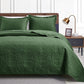 Twin Quilt Set Olive Green Bedspreads - Soft Bed Summer Quilt Lightweight Microfiber Bedspread- Modern Style Coin Pattern Coverlet for All Season - 2 Piece (1 Quilt, 1 Pillow Sham)