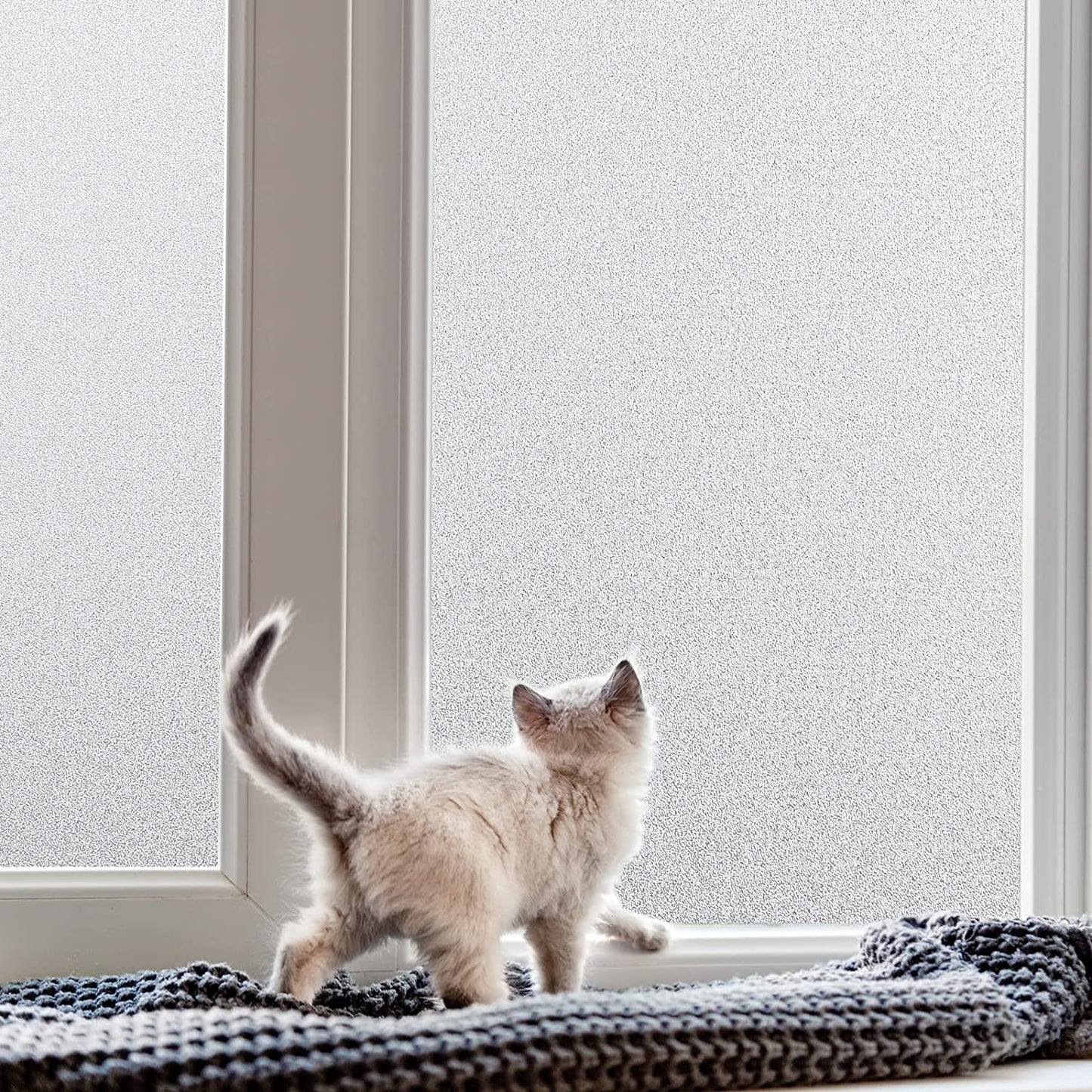 Window Privacy Film Frosted Glass Window Film Sun Blocking Window Tinting Film for Home Non Adhesive Static Cling Bathroom Door Covering Heat Blocker Decorative Sticker(29.5 X 157.5 Inch, Pure)