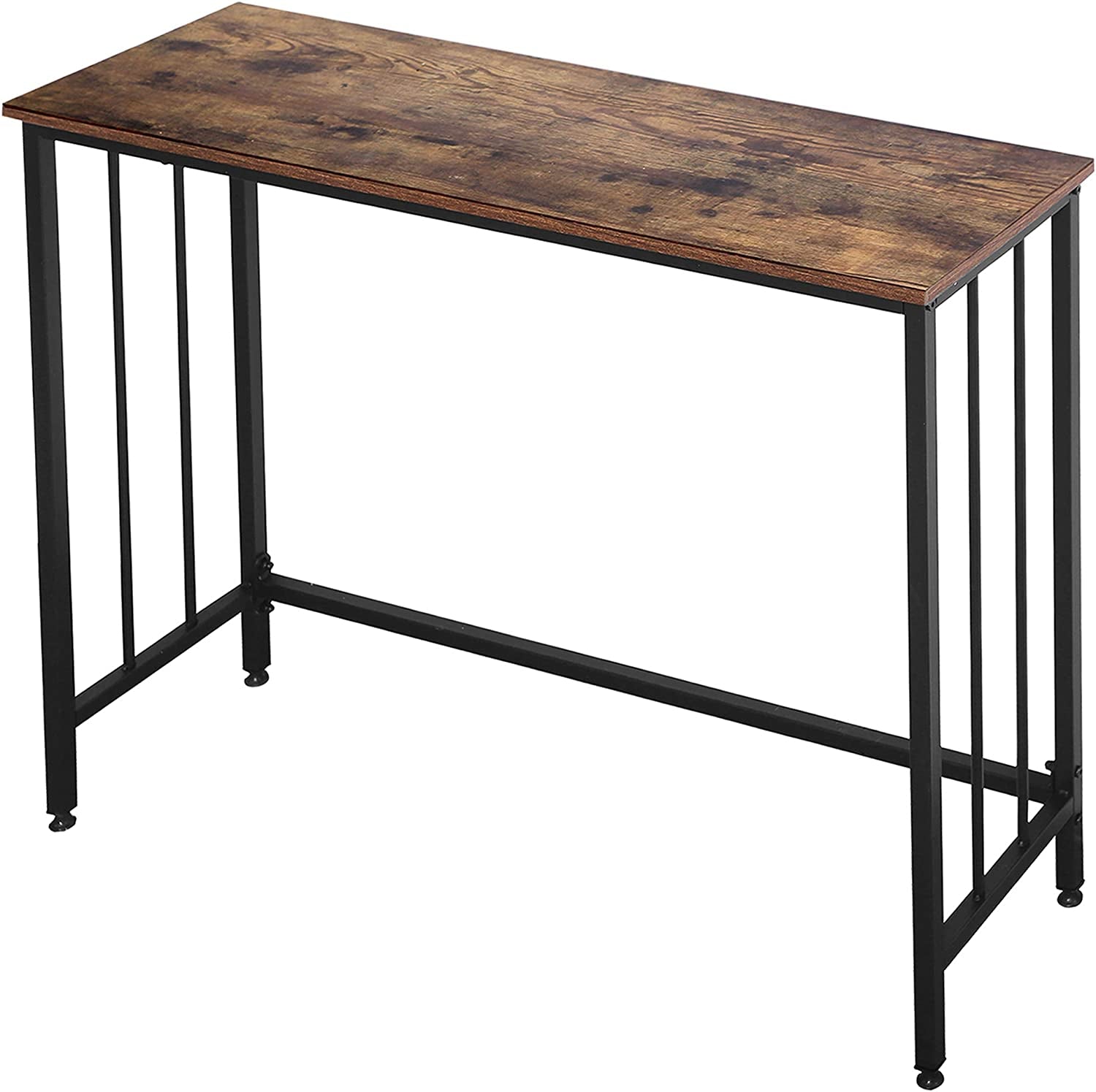 Industrial Console Table, Sofa Table for Living Room，Hallway，Entryway, Entrance Hall, Corridor - Wood Look Metal Frame 38.6" L X 11.8" W X 30.7H - Rustic Brown