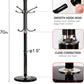 Kertnic Metal Coat Rack Stand with Natural Marble Base, Free Standing Hall Tree with 12 Hooks for Hanging Scarf, Bag, Jacket, Home Entry-Way Hat Hanger Organizer (Black)
