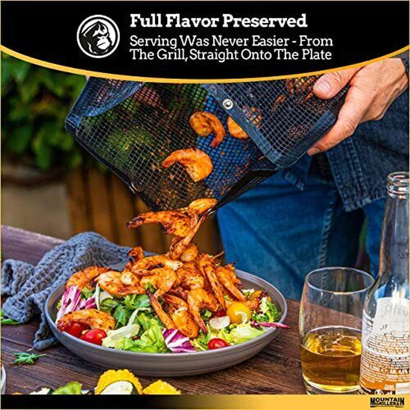 BBQ Mesh Grill Bags - 12 X 9.5 Inch Reusable Grilling Pouches for Grills
