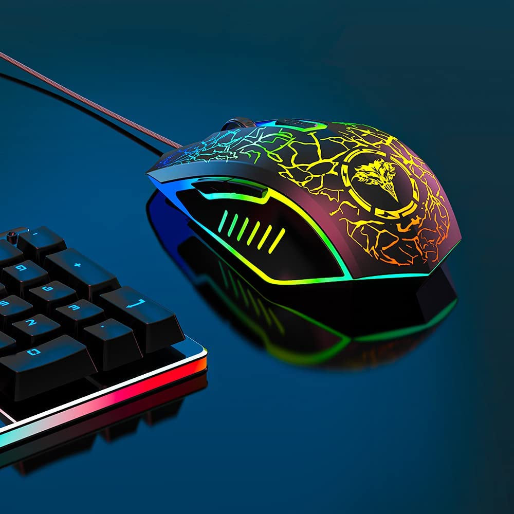 BENGOO Gaming Mouse Wired, USB Optical Computer Mice with RGB Backlit, 4 Adjustable DPI up to 3600, Ergonomic Gamer Laptop PC Mouse with 6 Programmable Buttons for Windows 7/8/10/XP Vista Linux -Black