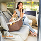 Dog Car Seat, Pet Booster Seat for Small Dogs up to 18 Lb, with Adjustable Straps, Removable Washable Fleece Liner, 4 Pockets, for Front Seats, Back Seats, Brown and Beige UPBS042K01