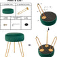 round Velvet Footrest Stool Ottoman Modern Foot Stool with 3 Golden Metal Leg, for Dressing Table Stool, Shoes Bench in Living Room Bedroom