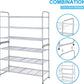 3-Tier Stackable Shoe Rack, Expandable & Adjustable Shoe Shelf Storage Organizer, Wire Grid, Silver
