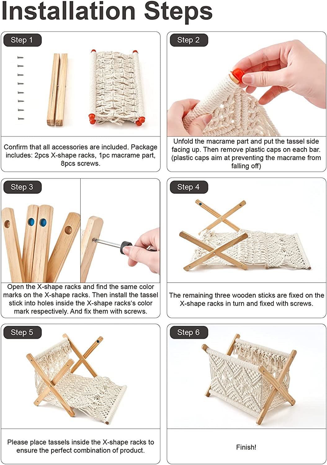 Macrame Magazine Rack Boho Magazine Holder Storage Standing Basket for Books, Newspapers, Swaddle Blanket, Living Room, Bathroom, Office, Nursery, Home Decor, Medium Size, 14’’L X 10’’W