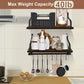 Wall Shelves for Kitchen Storage, Floating Shelves with Towel Bar & 8Pcs Removebal Hooks Floating Shelf for Wall Bathroom Bedroom Living Room Kitchen