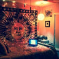 Sun Moon Hippie Tapestry Wall Hanging Aesthetic Indie Wall Tapestry, Hippie Bohemian Decorative Printed Trippy Tapestry for Bedroom Living Room Home Decor (Rainbow 55X82 Inch)