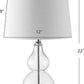 Lighting Collection Brisor Clear/ Chrome Double Gourd 22-Inch Bedroom Living Room Home Office Desk Nightstand Table Lamp Set of 2 (LED Bulbs Included)
