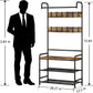 Coat Rack Shoe Bench 3-In-1 Hall Tree with Bench and Shoe Storage for Entryway Heavy Duty MDF Stand Coat Rack Industrial Accent Furniture with Metal Frame, Black (Rustic Black)